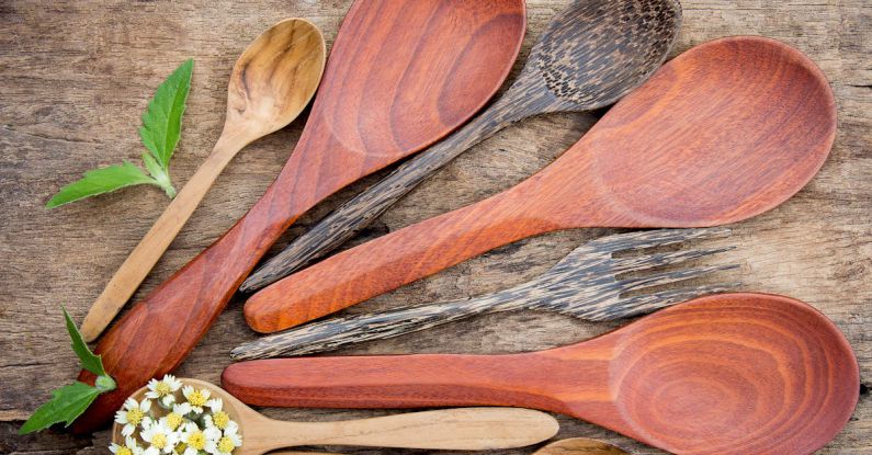 Kitchen Tools - Top View of Wooden Spoons