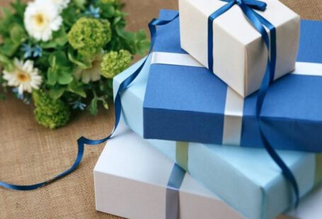 Gifts - Stacked Blue Colored Gift Boxes