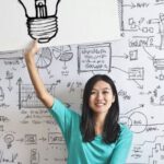 Tech Solutions - Woman Draw a Light bulb in White Board